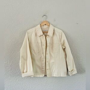 Vintage Susan Bristol Embroidered Floral Cream Shacket